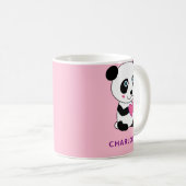Niedliches Panda mit rosa Herz + Name Kaffeetasse (VorderseiteRechts)