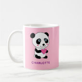 Niedliches Panda mit rosa Herz + Name Kaffeetasse (Links)