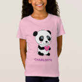 Niedliches Panda mit rosa Herz + Name T-Shirt (Vorderseite)