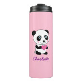 Niedliches Panda mit rosa Herz Personalisiert Thermosbecher (Vorderseite)