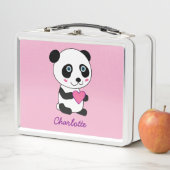 Niedliches Panda mit rosa Herz Personalisiertes Mi Metall Brotdose (Beispiel)