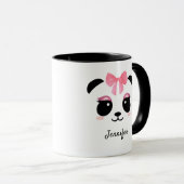 Niedliches Panda mit rosa Wimpern personalisiert Tasse (VorderseiteRechts)