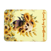 Niedliches Panda mit Sonnenblumen, flexibles Magne Magnet (Horizontal)