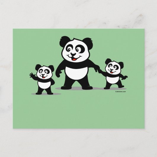 Niedliches Panda mit zwei Säuglingen Postkarte (Vorderseite)