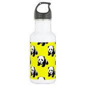Niedliches Panda; Neongelb, Schwarz & Weiß Trinkflasche (Vorderseite)