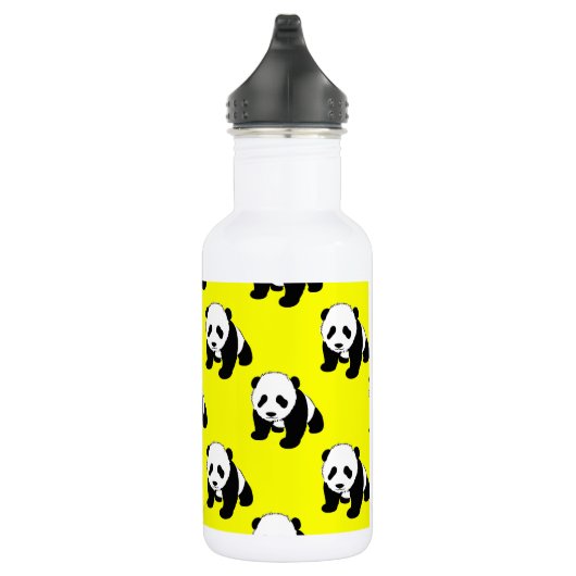 Niedliches Panda; Neongelb, Schwarz & Weiß Trinkflasche (Rechts)