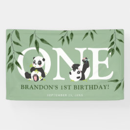 Niedliches Panda Neutral 1. Geburtstag Party Banner
