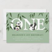 Niedliches Panda Neutral 1. Geburtstag Party Einladung (Vorderseite)