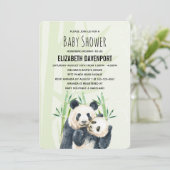 Niedliches Panda-Paar in Bamboo Wasserfarben Babyd Einladung (Stehend Vorderseite)
