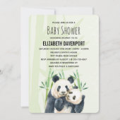 Niedliches Panda-Paar in Bamboo Wasserfarben Babyd Einladung (Vorderseite)