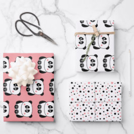Niedliches Panda-Packpapier im kawaii-Stil Geschenkpapier Set