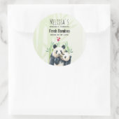 Niedliches Panda Pair & Bamboo Wasserfarbenkühlamp Runder Aufkleber (Tasche)