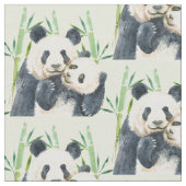 Niedliches Panda Pair & Bamboo Wasserfarbmuster Stoff (Nahaufnahme)