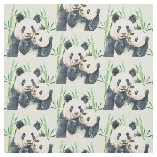 Niedliches Panda Pair & Bamboo Wasserfarbmuster Stoff (Muster)