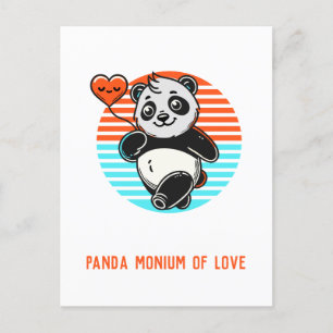 Niedliches Panda "Panda-monium of Liebe" Postkarte
