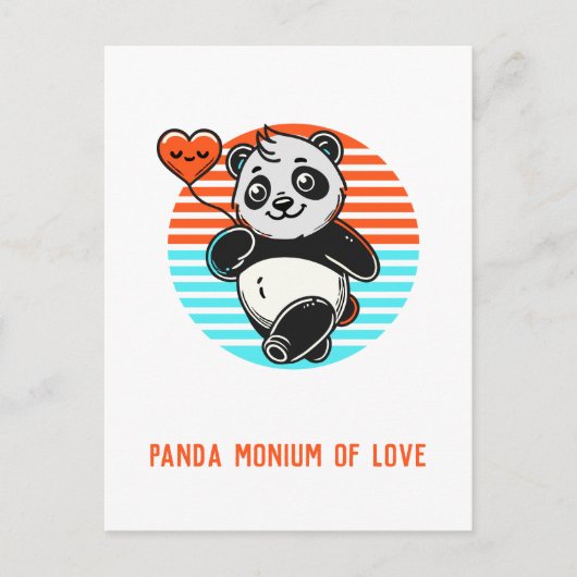 Niedliches Panda "Panda-monium of Liebe" Postkarte (Vorderseite)