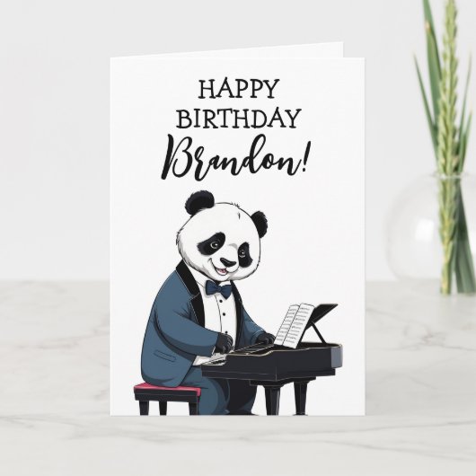 Niedliches Panda Piano Geburtstag Karte (Vorderseite)