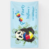 Niedliches Panda Pool Party 1. Geburtstag Willkomm Banner (Vertikal)