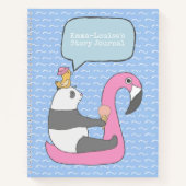 Niedliches Panda Riding a Flamingo Float Story Jou Notizblock (Vorderseite)