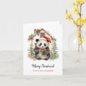 Niedliches Panda Santa Christmas House Karte (Gelbe Blume)