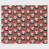 Niedliches Panda-Santa-Urlaubsmuster Geschenkpapier (Flach)