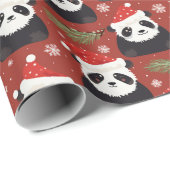 Niedliches Panda-Santa-Urlaubsmuster Geschenkpapier (Rolleneckpunkt)