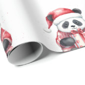 Niedliches Panda Santa Winterferienmuster Geschenkpapier (Rolleneckpunkt)