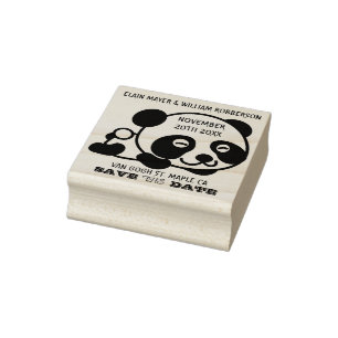 Niedliches Panda Save the Date personalisierbar Gummistempel