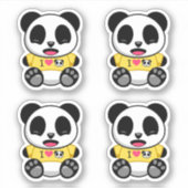 Niedliches Panda-Set mit 4 Aufkleber (Vorderseite)