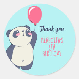 Niedliches Panda und Balloon Cartoon Kindergeburts Runder Aufkleber