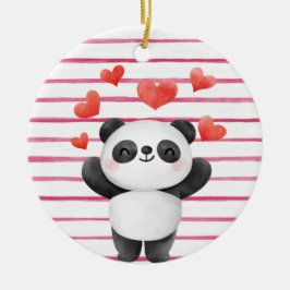Niedliches Panda und Herz Keramik Ornament