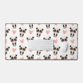 Niedliches Panda und Herzmuster Schreibtischunterlage (Tastatur & Maus)