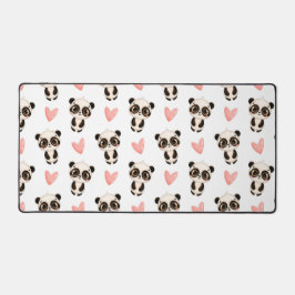 Niedliches Panda und Herzmuster Schreibtischunterlage