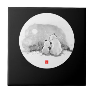 Niedliches Panda- und Polar-Bärentier Fliese