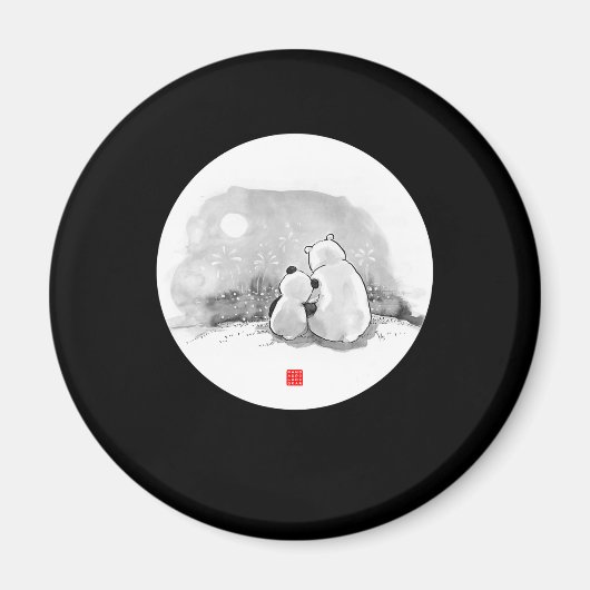 Niedliches Panda- und Polar-Bärentier Magnet (Vorne)