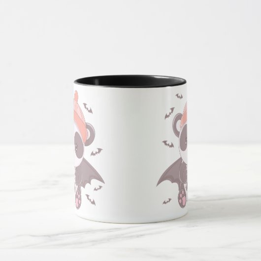 Niedliches Panda Vampire mit Ghost & Bats Hallowee Tasse (Zentrum)