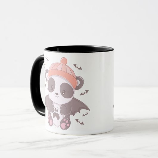 Niedliches Panda Vampire mit Ghost & Bats Hallowee Tasse (Vorderseite Links)