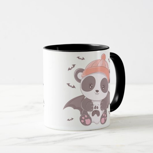 Niedliches Panda Vampire mit Ghost & Bats Hallowee Tasse (VorderseiteRechts)