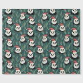 Niedliches Panda-Weihnachtsmuster Geschenkpapier (Flach)