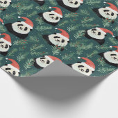 Niedliches Panda-Weihnachtsmuster Geschenkpapier (Ecke)