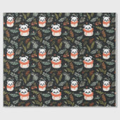 Niedliches Panda-Winter-Urlaubsmuster Geschenkpapier (Flach)