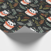 Niedliches Panda-Winter-Urlaubsmuster Geschenkpapier (Ecke)