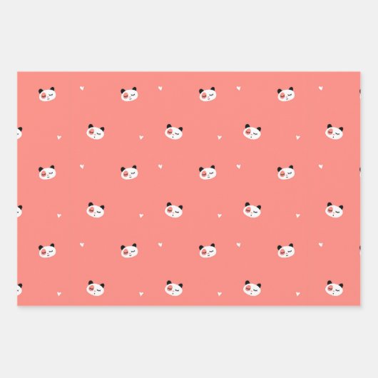 Niedliches Panda Wrapping Paper-Set Geschenkpapier Set (Vorderseite)