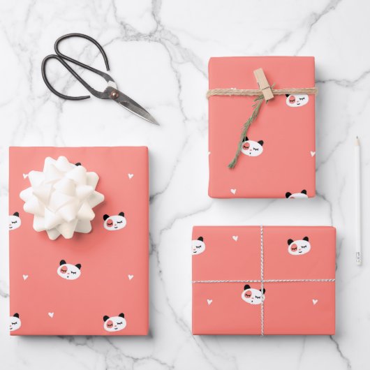 Niedliches Panda Wrapping Paper-Set Geschenkpapier Set (Vorderseite)
