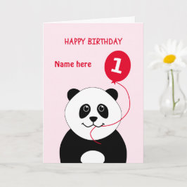 Niedliches Panda zum 1. Geburtstag mit dem Namen P Karte