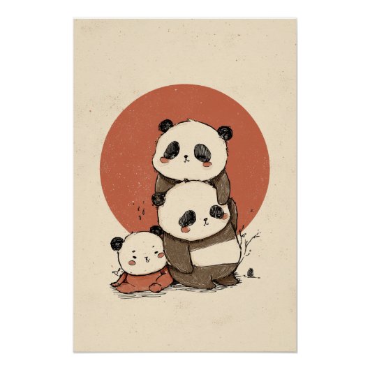 Niedliches Pandas-Design Poster (Vorderseite)