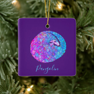 Niedliches Pangolin lila Keramikornament