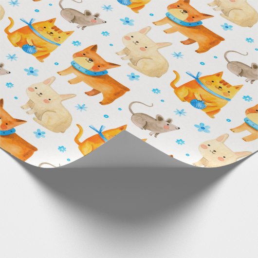 Niedliches Papier zum Abpacken von Haustieren Geschenkpapier (Ecke)