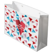 Niedliches Papierflugzeug, Tag der Valentine Große Geschenktüte (Vorderseite Schrägansicht)