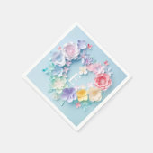 Niedliches Papierherz, Blume, Schmetterlinge Serviette (Ecke)